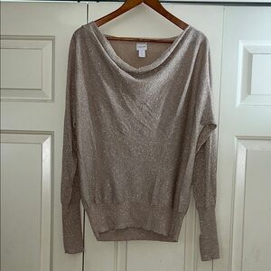 Chico's shimmering gold cowl-neck sweater